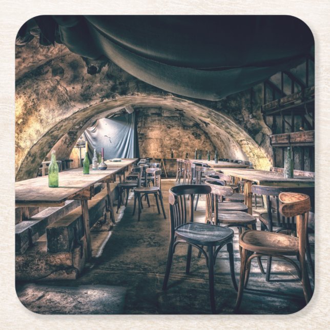 The Vaulted Wine Celler Bar Square Paper Coaster (Front)