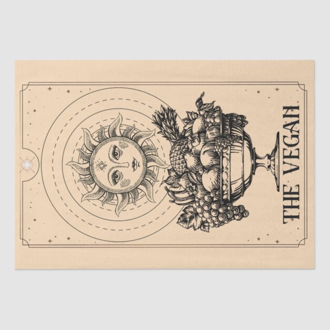 The Vegan stylised engraved sun plentiful fruits Tissue Paper (Front)