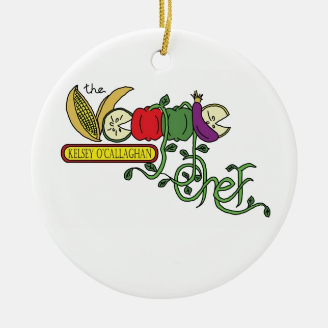 The Veggie Chef Ordament Ceramic Tree Decoration (Front)