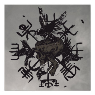 The Vegvisir symbol around a skull Poster