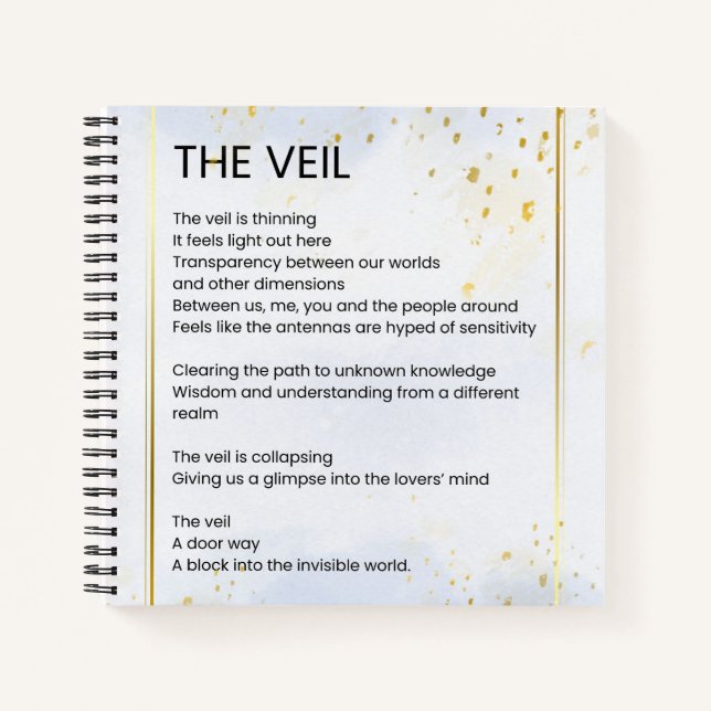 The Veil - Awakening Empowerment Poem Poetry  Notebook (Front)