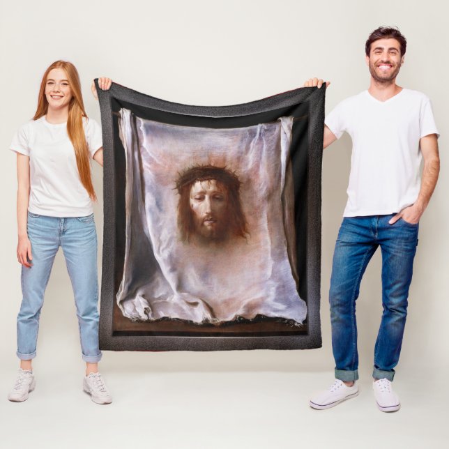 The Veil of Veronica by Domenico Fetti Fleece Blanket (In Situ)