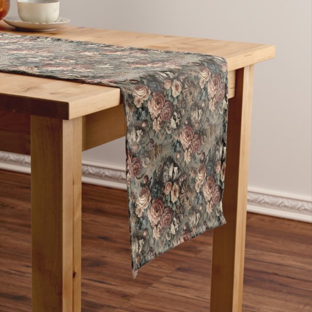 The Velvet Crash – Gothic Victorian Design Short Table Runner (In Situ)