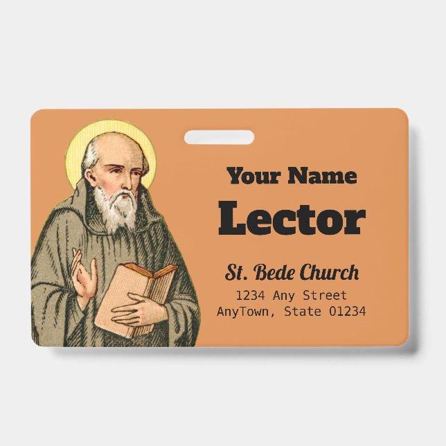 The Venerable Bede as Preacher (P 008) ID Badge (Front)
