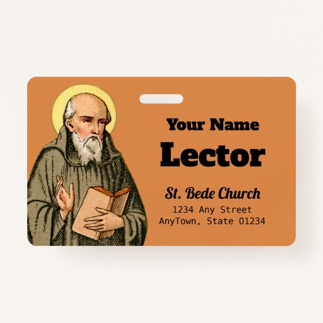 The Venerable Bede as Preacher (P 008) ID Badge (Front)