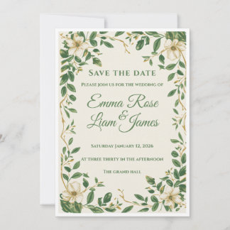 The Verdant Garden Floral Save The Date Card