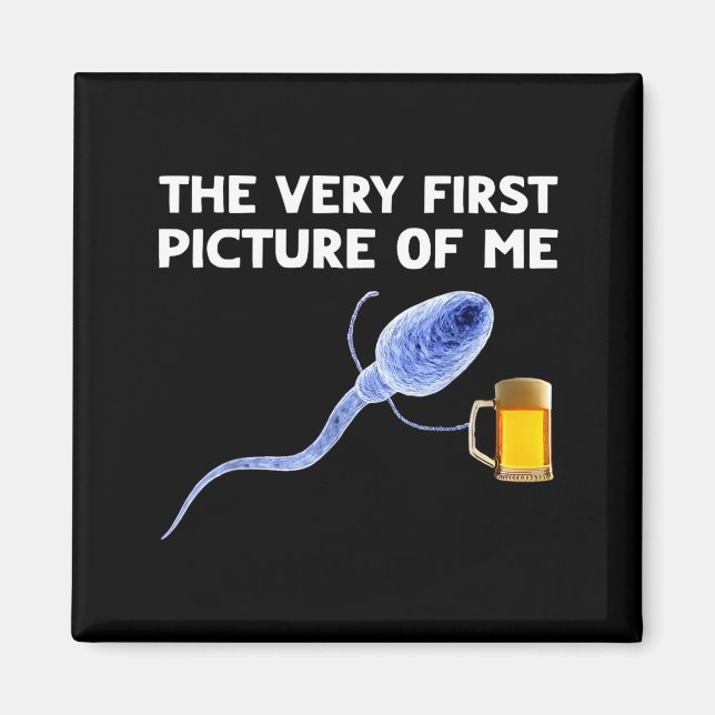 The Very First Cture Of Me Funny Sperm Holding Bee Magnet (Front)
