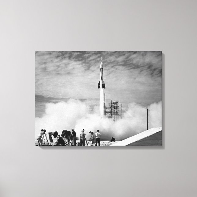 The Very First Rocket Launch At Cape Canaveral Canvas Print (Front)