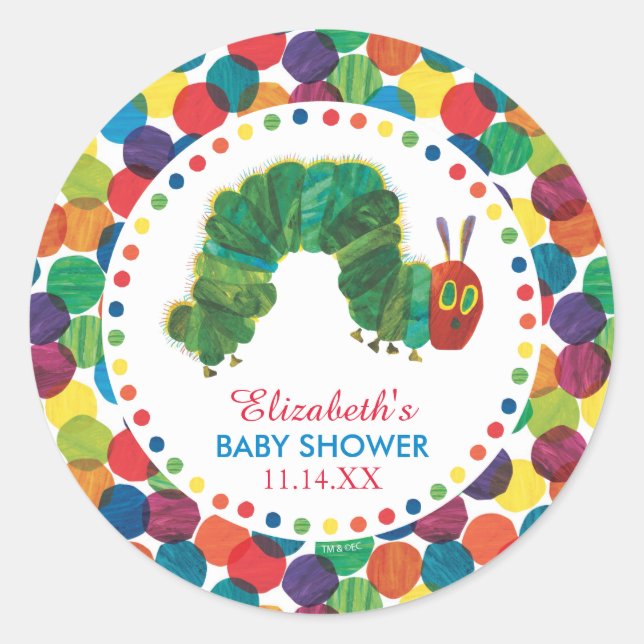 The Very Hungry Caterpillar Baby Shower Classic Round Sticker (Front)