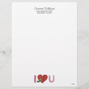 The Very Hungry Caterpillar   I Heart You Custom Letterhead