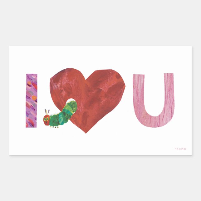 The Very Hungry Caterpillar | I Heart You Rectangular Sticker (Front)