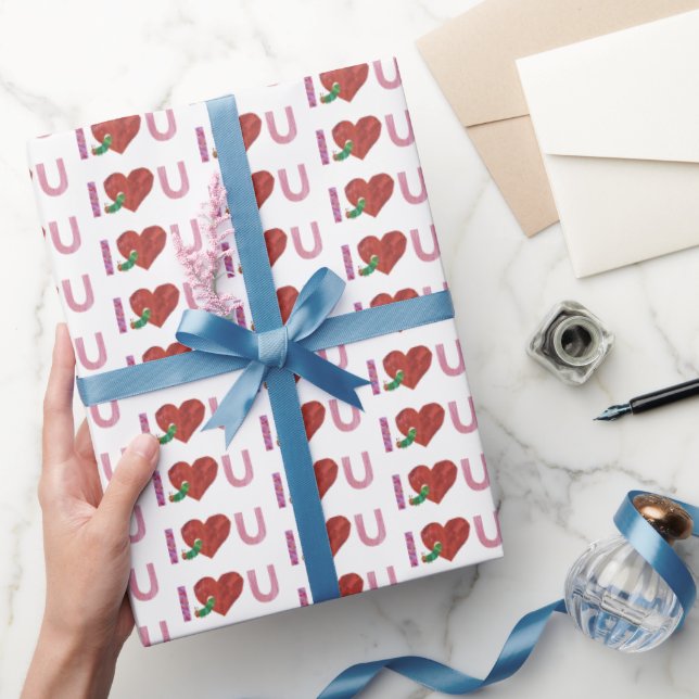 The Very Hungry Caterpillar | I Heart You Wrapping Paper (Gifting)