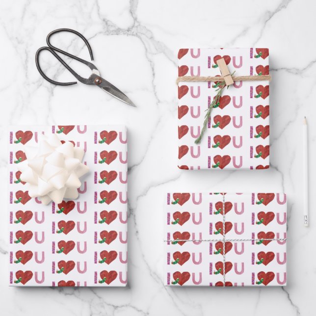 The Very Hungry Caterpillar | I Heart You Wrapping Paper Sheet (Front)