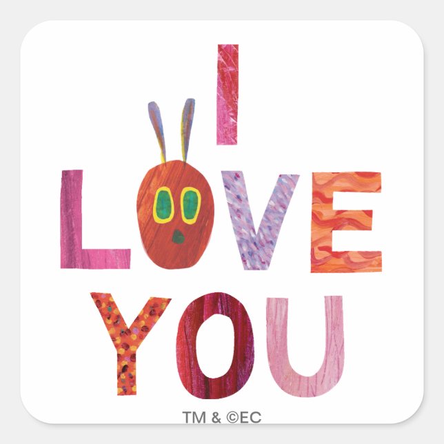 The Very Hungry Caterpillar | I Love You Square Sticker (Front)