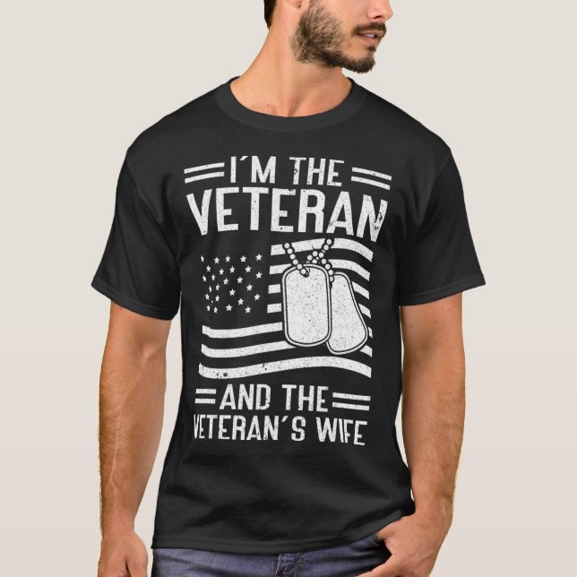 The Veteran and The Veteran's Wife Proud American  T-Shirt (Front)