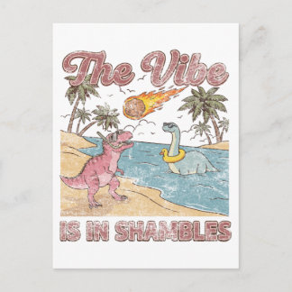 The Vibe Is In Shambles Retro Dinosaur Summer Postcard