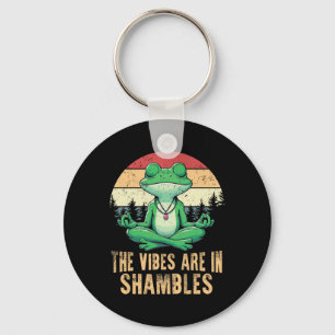 The Vibes Are In Shambles Retro Funny Frog Yoga Me Key Ring