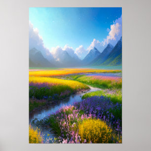 The Vibrant Beauty of a Flower Field Poster