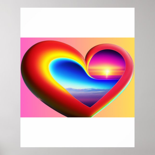 The vibrant colour heart, modern artwork of heart  poster (Front)