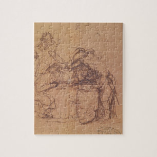 The Vices of the Prodigal Son (pen and ink on pape Jigsaw Puzzle