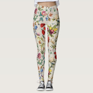 The Victorian-Era Floral Watercolor Creation Legg Leggings