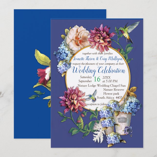 The Victorian-Era  Floral Watercolor  Invitation (Front/Back)