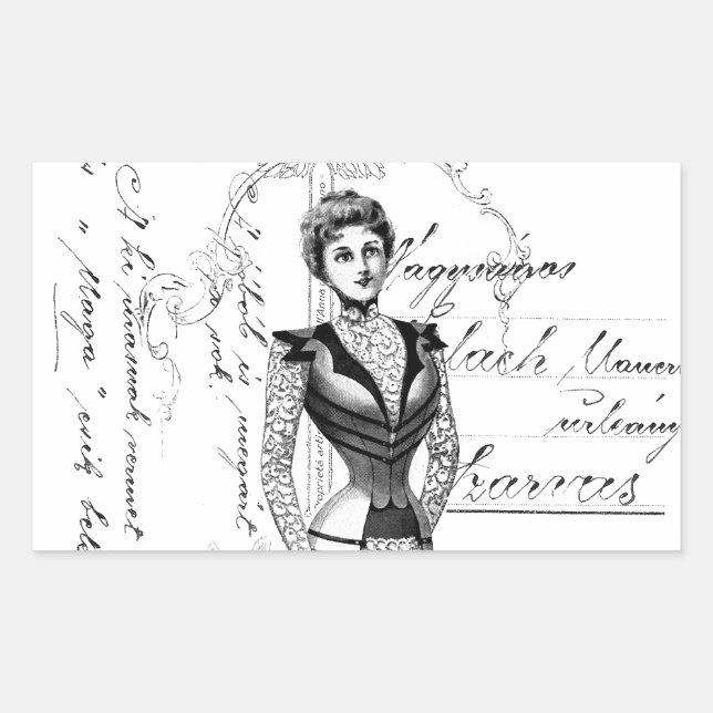 The Victorian Fashion Plate Rectangular Sticker (Front)