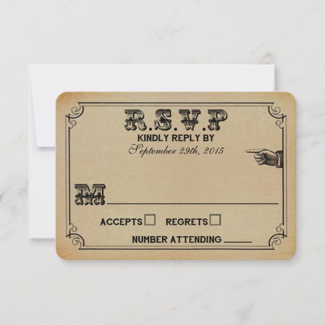 The Victorian Steampunk Wedding Collection RSVP Card (Front)