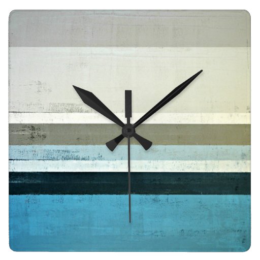 Image of 'The View' Blue and Grey Abstract Art Square Wall Clock