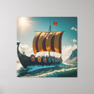 The Viking Longship Cuts Through the Waves Canvas Print
