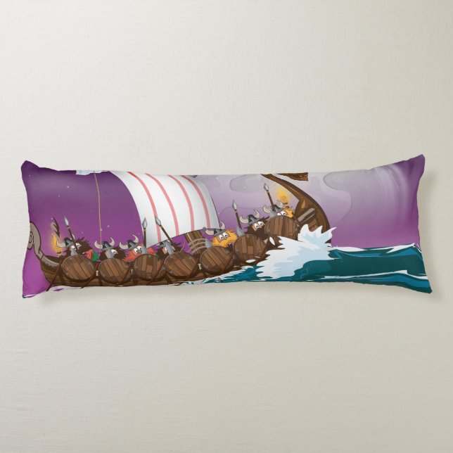 The Viking Ship Cartoon Body Cushion (Back)
