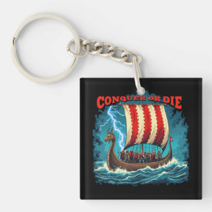 The Viking Ship Nordic Warrior Conquer Or Die Key Ring
