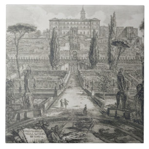 The Villa d'Este at Tivoli (engraving) Tile