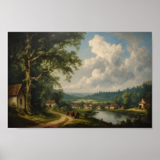 The Village Oak — English Countryside with Figures Poster