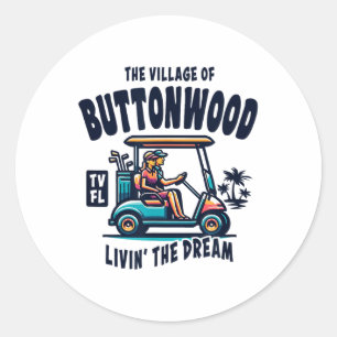 The Village Of Buttonwood Golf Cart Design  Classic Round Sticker