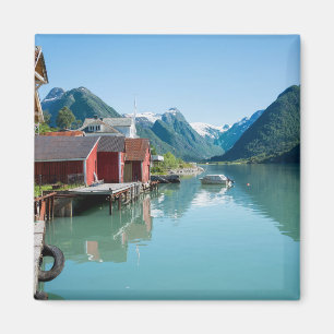 The village of Fjærland and fjord, Norway magnet