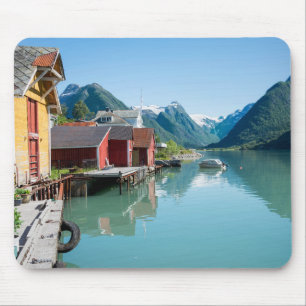 The village of Fjærland and fjord, Norway mousepa Mouse Mat