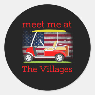The Villages Florida Retirement American Flag Classic Round Sticker