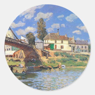 The Villeneuve-la-Garenne Bridge by Alfred Sisley Classic Round Sticker