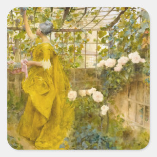 The Vine, 1884 by Carl Larsson Square Sticker