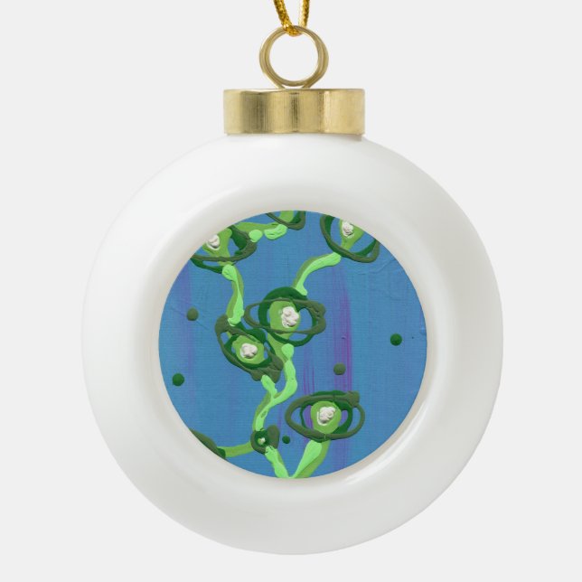 The Vine - Abstract Painting Ceramic Ball Christmas Ornament (Front)