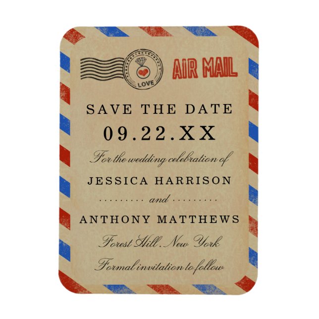 The Vintage Airmail Wedding Collection Magnet (Vertical)