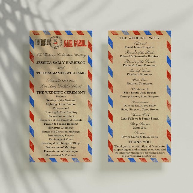 The Vintage Airmail Wedding Collection - Program Rack Card (Creator Uploaded)