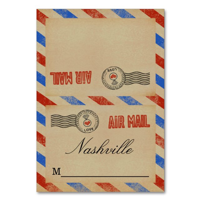 The Vintage Airmail Wedding Collection Table Number (Front)