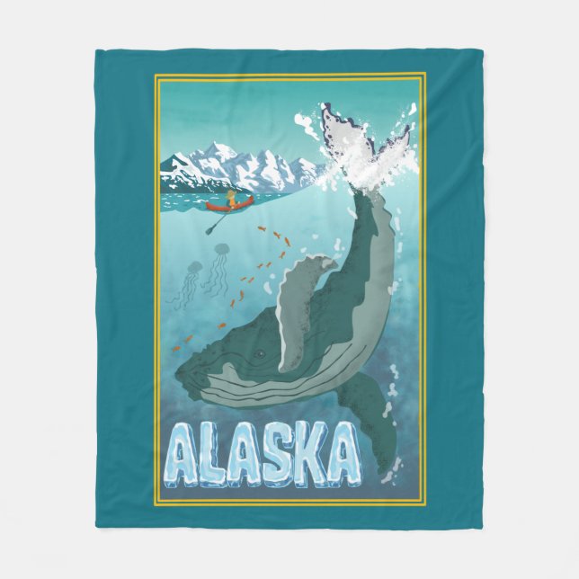 The Vintage Alaskan Travel Whale Blanket (Front)