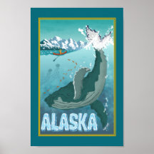 The Vintage Alaskan Travel Whale Poster