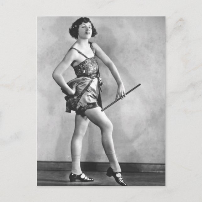 The Vintage Baton Twirler Vaudeville Dancer Postcard (Front)