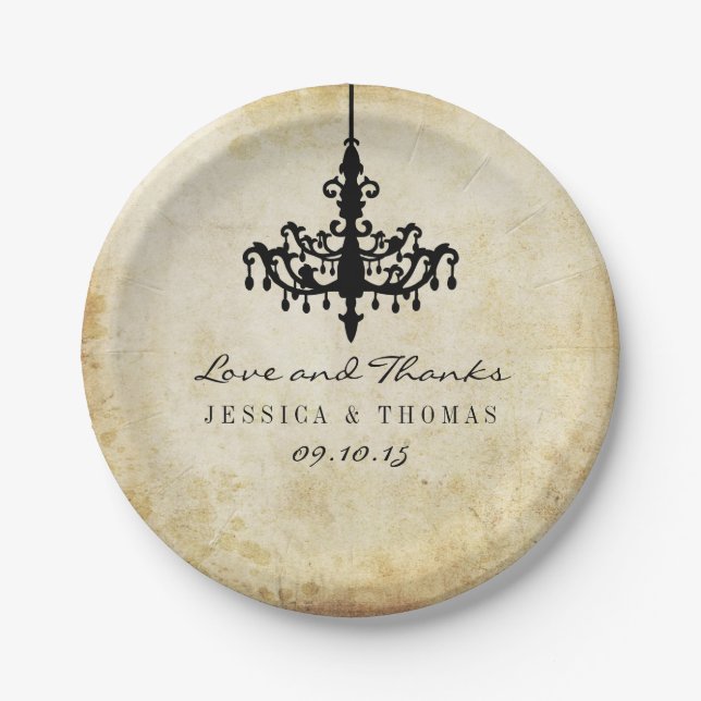 The Vintage Chandelier Wedding Collection Paper Plate (Front)