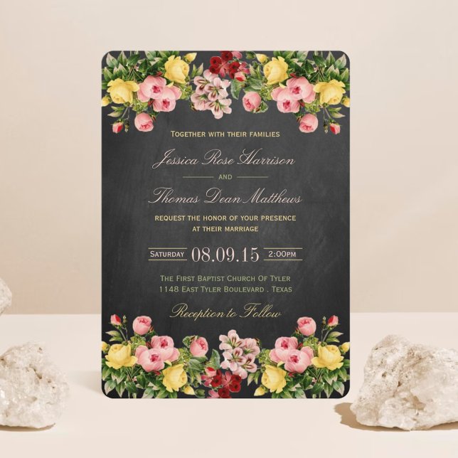 The Vintage Floral Chalkboard Wedding Collection Invitation (Creator Uploaded)