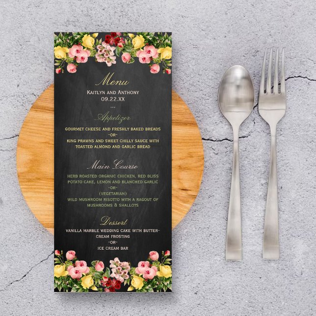 The Vintage Floral Chalkboard Wedding Collection Menu (Creator Uploaded)